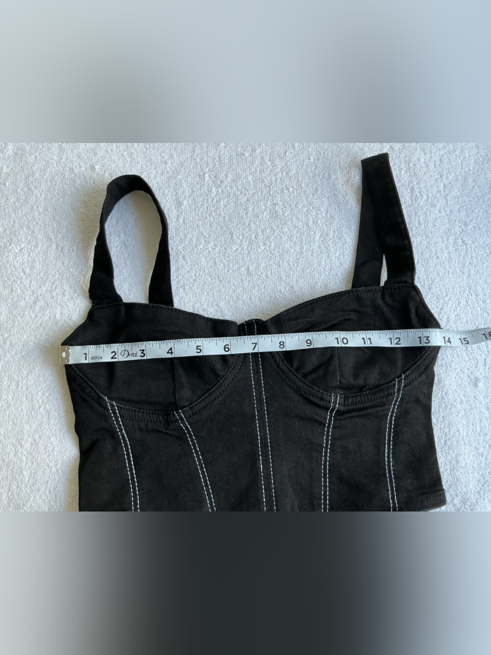 Zara Black Corset Crop Top with Contrast Stitching - Picture 11 of 15